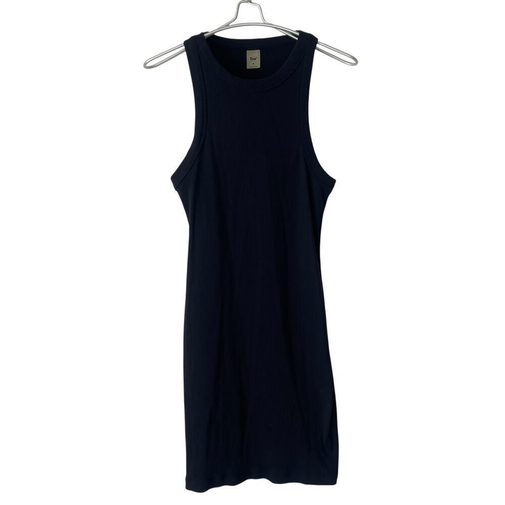 TNA Ribbed Black Juno Dress Fitted Short Size Medium